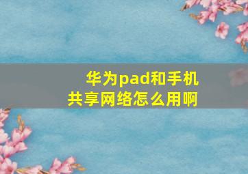 华为pad和手机共享网络怎么用啊