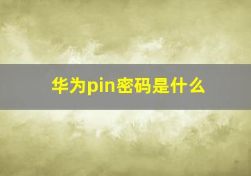 华为pin密码是什么