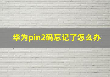 华为pin2码忘记了怎么办