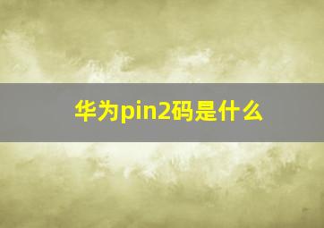 华为pin2码是什么