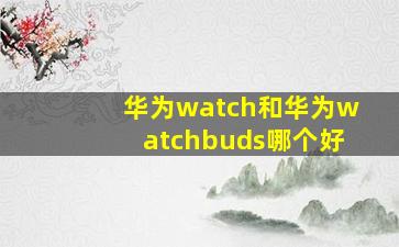 华为watch和华为watchbuds哪个好