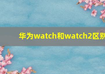 华为watch和watch2区别