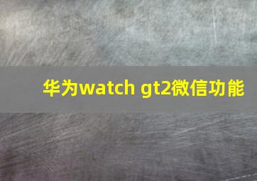 华为watch gt2微信功能