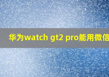 华为watch gt2 pro能用微信吗