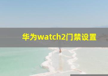 华为watch2门禁设置