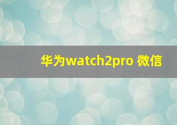 华为watch2pro 微信