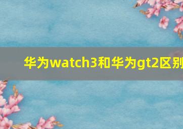 华为watch3和华为gt2区别