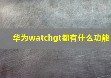 华为watchgt都有什么功能