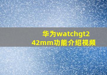 华为watchgt242mm功能介绍视频