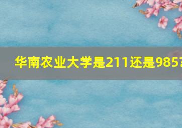 华南农业大学是211还是985?