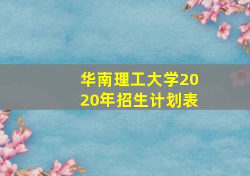 华南理工大学2020年招生计划表