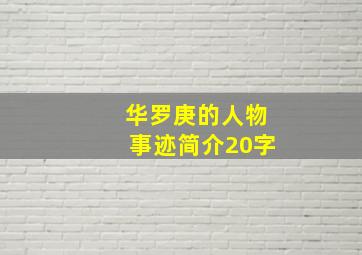 华罗庚的人物事迹简介20字