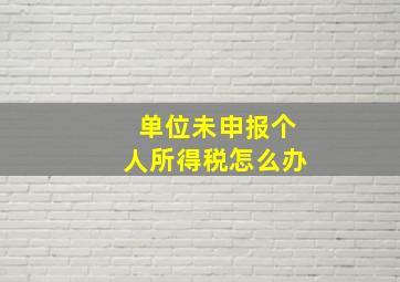 单位未申报个人所得税怎么办