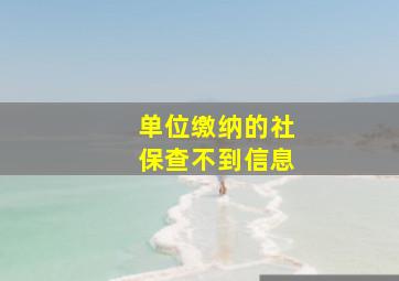 单位缴纳的社保查不到信息