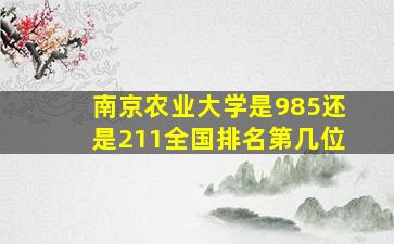 南京农业大学是985还是211全国排名第几位