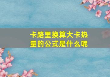 卡路里换算大卡热量的公式是什么呢