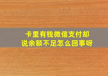 卡里有钱微信支付却说余额不足怎么回事呀