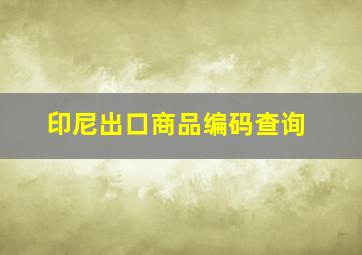 印尼出口商品编码查询