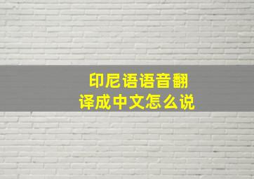 印尼语语音翻译成中文怎么说