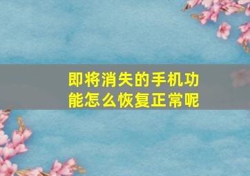 即将消失的手机功能怎么恢复正常呢