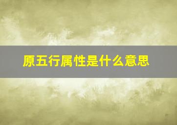 原五行属性是什么意思