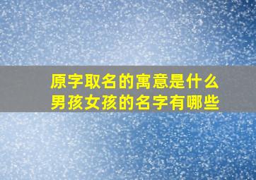 原字取名的寓意是什么男孩女孩的名字有哪些