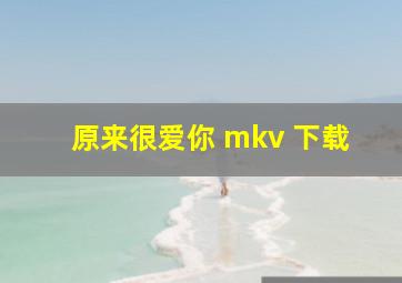 原来很爱你 mkv 下载