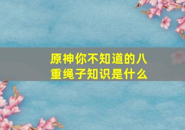 原神你不知道的八重绳子知识是什么