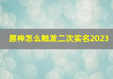 原神怎么触发二次实名2023