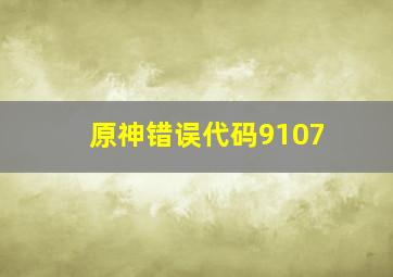 原神错误代码9107