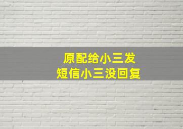 原配给小三发短信小三没回复