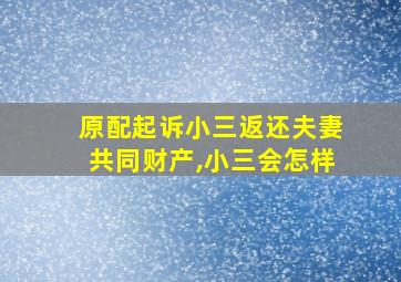 原配起诉小三返还夫妻共同财产,小三会怎样