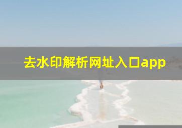 去水印解析网址入口app