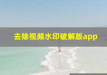 去除视频水印破解版app