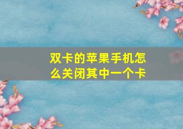 双卡的苹果手机怎么关闭其中一个卡