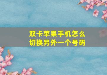 双卡苹果手机怎么切换另外一个号码