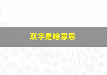 双字是啥意思