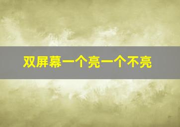 双屏幕一个亮一个不亮