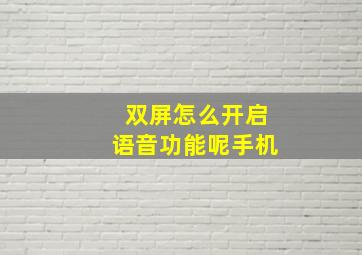 双屏怎么开启语音功能呢手机