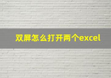 双屏怎么打开两个excel