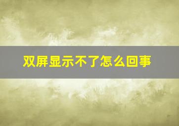 双屏显示不了怎么回事