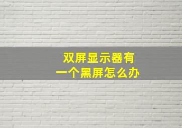 双屏显示器有一个黑屏怎么办