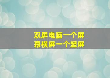 双屏电脑一个屏幕横屏一个竖屏