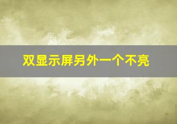 双显示屏另外一个不亮