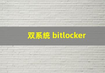 双系统 bitlocker