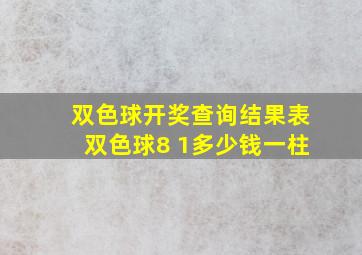 双色球开奖查询结果表双色球8+1多少钱一柱