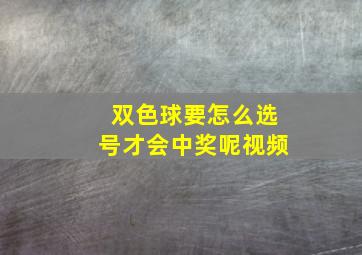 双色球要怎么选号才会中奖呢视频