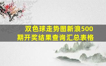 双色球走势图新浪500期开奖结果查询汇总表格