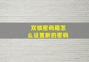 双锁密码箱怎么设置新的密码