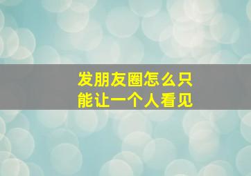 发朋友圈怎么只能让一个人看见